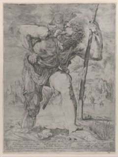 St Christopher carrying the Christ Child, early 16th century. Creator: Unknown.