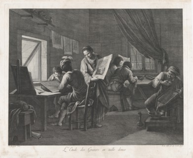The Printmaking Workshop, 1750-1800., 1750-1800. Creator: Pellegrino dal Colle.