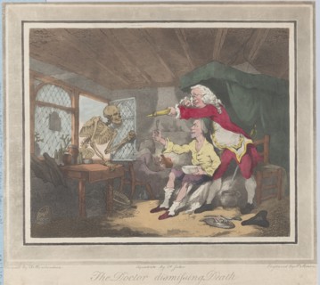The Doctor Dismissing Death, 1785., 1785. Creators: Peter Simon, Francis Jukes.