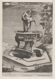 Speculum Romanae Magnificentiae: A Fountain and Basin, 1581., 1581. Creator: Pieter Perret.