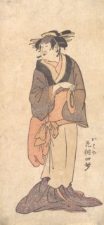 Unknown Actor Impersonating an Old Woman. Creator: Ryukosai.