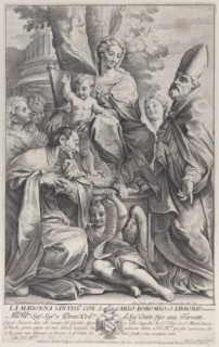 Virgin and Child with Saint Liborius and Carlo Borromeo, 1693-95., 1693-95. Creator: Nicolas Dorigny.