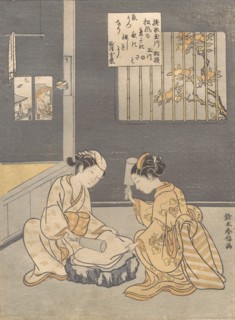 Fulling Cloth at the Jewel River (Kinuta no Tamagawa), ca. 1768., ca. 1768. Creator: Suzuki Harunobu.