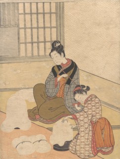 Evening Snow on the Nurioke, from the series Eight Parlor Views, ca. 1766., ca. 1766. Creator: Suzuki Harunobu.