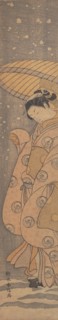 Beauty under an Umbrella in the Snow, ca. 1770., ca. 1770. Creator: Suzuki Harunobu.