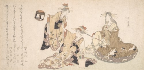 Three Young Ladies Visiting Together. Creator: Hokuba.