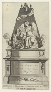 A Design for a Monument Dedicated to the Memory of Mr. Henderson, 1786., 1786. Creator: Thomas Prattent.