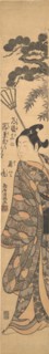 A Tall Young Man Carrying a Bamboo Rake Over His Left Shoulder, ca. 1763., ca. 1763. Creator: Torii Kiyomitsu.
