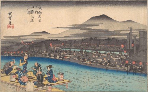 Cooling off in the Evening at Shijogawara, ca. 1834., ca. 1834. Creator: Ando Hiroshige.