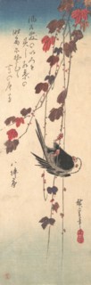 Long-tailed Tit on Autumn Ivy, ca. 1835., ca. 1835. Creator: Ando Hiroshige.