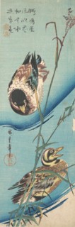 Mallard Ducks and Snow-covered Reeds , ca. 1843., ca. 1843. Creator: Ando Hiroshige.