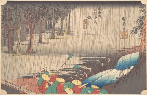 Spring Rain at Tsuchiyama (50th Station of the Tokaido), 19th century. Creator: Ando Hiroshige.
