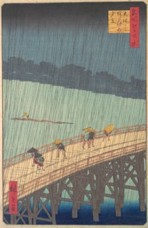 Sudden Shower over Shin-Ohashi Bridge and Atake (Ohashi Atake no yudachi), from the series..., 1857. Creator: Ando Hiroshige.