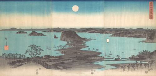 Panorama of the Eight Views of Kanasawa under a Full Moon, 1857., 1857. Creator: Ando Hiroshige.