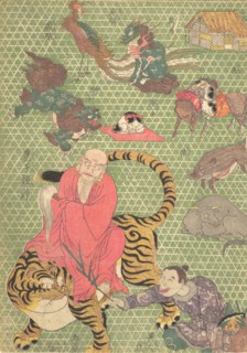 Basketry Work: By the Craftsman Ichida Shoshichiro of Naniwa (Kagozaiku Naniwa saikunin Ic..., 1819. Creator: Utagawa Kunisada.