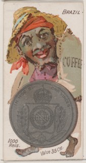 Brazil, 1000 Reis, from the series Coins of All Nations (N72, variation 1) for Duke brand ..., 1889. Creator: Unknown.