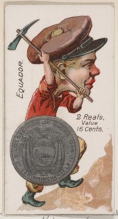 Ecuador, 2 Reals, from the series Coins of All Nations (N72, variation 1) for Duke brand c..., 1889. Creator: Unknown.