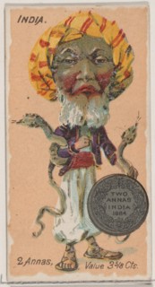 India, 2 Annas, from the series Coins of All Nations (N72, variation 2) for Duke brand cig..., 1889. Creator: Unknown.
