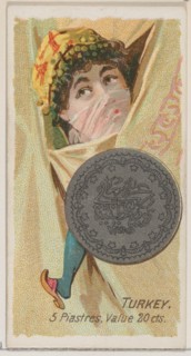 Turkey, 5 Piastres, from the series Coins of All Nations (N72, variation 2) for Duke brand..., 1889. Creator: Unknown.