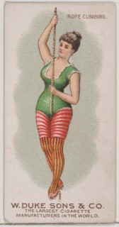Rope Climbing, from the Gymnastic Exercises series (N77) for Duke brand cigarettes, 1887., 1887. Creator: Unknown.