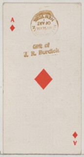 Ace of Diamonds (red), from the Playing Cards series (N84) for Duke brand cigarettes, 1888., 1888. Creator: Unknown.