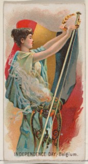 Independence Day, Belgium, Austria, from the Holidays series (N80) for Duke brand cigarett..., 1890. Creator: George S. Harris & Sons.