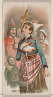 Shrove-Tide, Denmark, from the Holidays series (N80) for Duke brand cigarettes, 1890., 1890. Creator: George S. Harris & Sons.