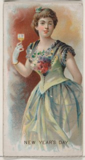 New Year's Day, United States, from the Holidays series (N80) for Duke brand cigarettes, 1890., 1890 Creator: George S. Harris & Sons.