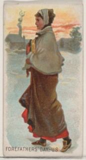 Forefathers' Day, United States, from the Holidays series (N80) for Duke brand cigarettes,..., 1890. Creator: George S. Harris & Sons.