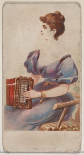 Accordion, from the Musical Instruments series (N82) for Duke brand cigarettes, 1888., 1888. Creator: Schumacher & Ettlinger.