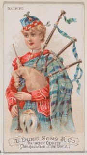 Bagpipe, from the Musical Instruments series (N82) for Duke brand cigarettes, 1888., 1888. Creator: Schumacher & Ettlinger.