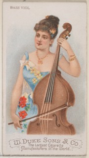Bass Viol, from the Musical Instruments series (N82) for Duke brand cigarettes, 1888., 1888. Creator: Schumacher & Ettlinger.
