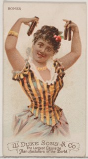 Bones, from the Musical Instruments series (N82) for Duke brand cigarettes, 1888., 1888. Creator: Schumacher & Ettlinger.
