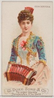 Concertina, from the Musical Instruments series (N82) for Duke brand cigarettes, 1888., 1888. Creator: Schumacher & Ettlinger.