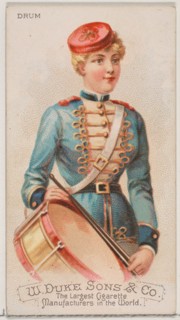 Drum, from the Musical Instruments series (N82) for Duke brand cigarettes, 1888., 1888. Creator: Schumacher & Ettlinger.