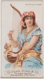 Egyptian Harp, from the Musical Instruments series (N82) for Duke brand cigarettes, 1888., 1888. Creator: Schumacher & Ettlinger.