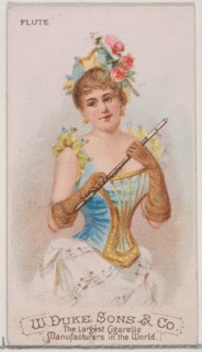 Flute, from the Musical Instruments series (N82) for Duke brand cigarettes, 1888., 1888. Creator: Schumacher & Ettlinger.