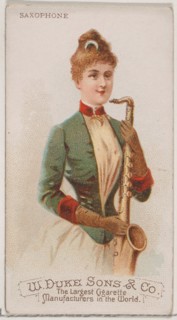 Saxophone, from the Musical Instruments series (N82) for Duke brand cigarettes, 1888., 1888. Creator: Schumacher & Ettlinger.