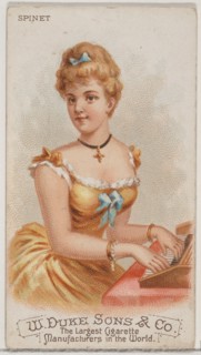 Spinet, from the Musical Instruments series (N82) for Duke brand cigarettes, 1888., 1888. Creator: Schumacher & Ettlinger.
