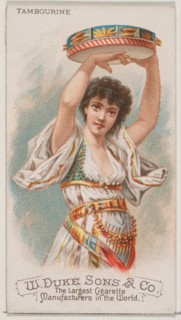 Tambourine, from the Musical Instruments series (N82) for Duke brand cigarettes, 1888., 1888. Creator: Schumacher & Ettlinger.