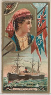 Steamship State of Indiana, State Line, from the Ocean and River Steamers series (N83) for..., 1887. Creator: Unknown.