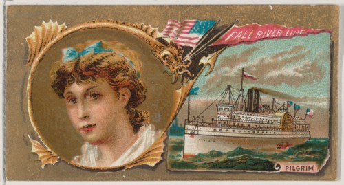 Steamship Pilgrim, Fall River Line, from the Ocean and River Steamers series (N83) for Duk..., 1887. Creator: Unknown.