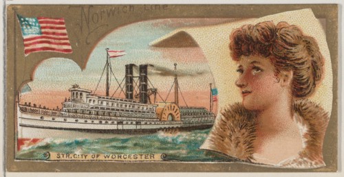 Steamship City of Worcester, Norwich Line, from the Ocean and River Steamers series (N83) ..., 1887. Creator: Unknown.
