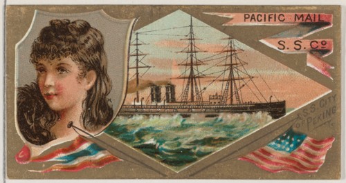 Steamship City of Peking, Pacific Mail Steamship Company, from the Ocean and River Steamer..., 1887. Creator: Unknown.