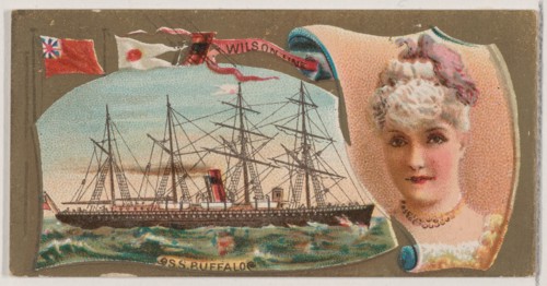 Steamship Buffalo, Wilson Line, from the Ocean and River Steamers series (N83) for Duke br..., 1887. Creator: Unknown.