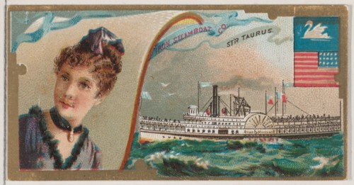 Steamship Taurus, Iron Steamboat Company, from the Ocean and River Steamers series (N83) f..., 1887. Creator: Unknown.