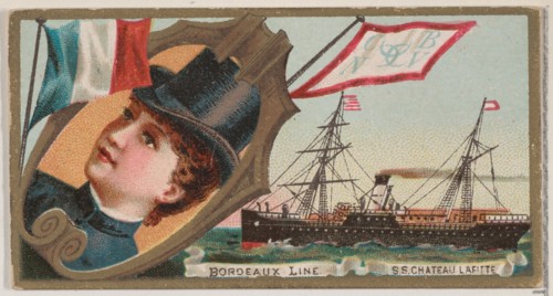 Steamship Chateau Lafitte, Bordeaux Line, from the Ocean and River Steamers series (N83) f..., 1887. Creator: Unknown.