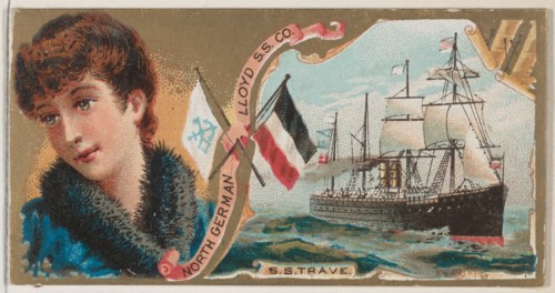 Steamship Trave, North German Lloyd Steamship Company, from the Ocean and River Steamers s..., 1887. Creator: Unknown.