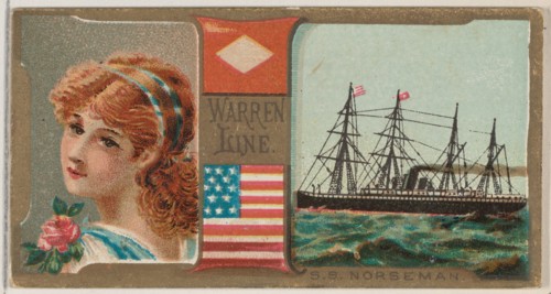 Steamship Norseman, Warren Line, from the Ocean and River Steamers series (N83) for Duke b..., 1887. Creator: Unknown.