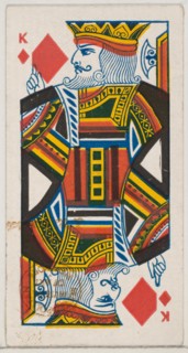 King of Diamonds (red), from the Playing Cards series (N84) for Duke brand cigarettes, 1888., 1888. Creator: Unknown.